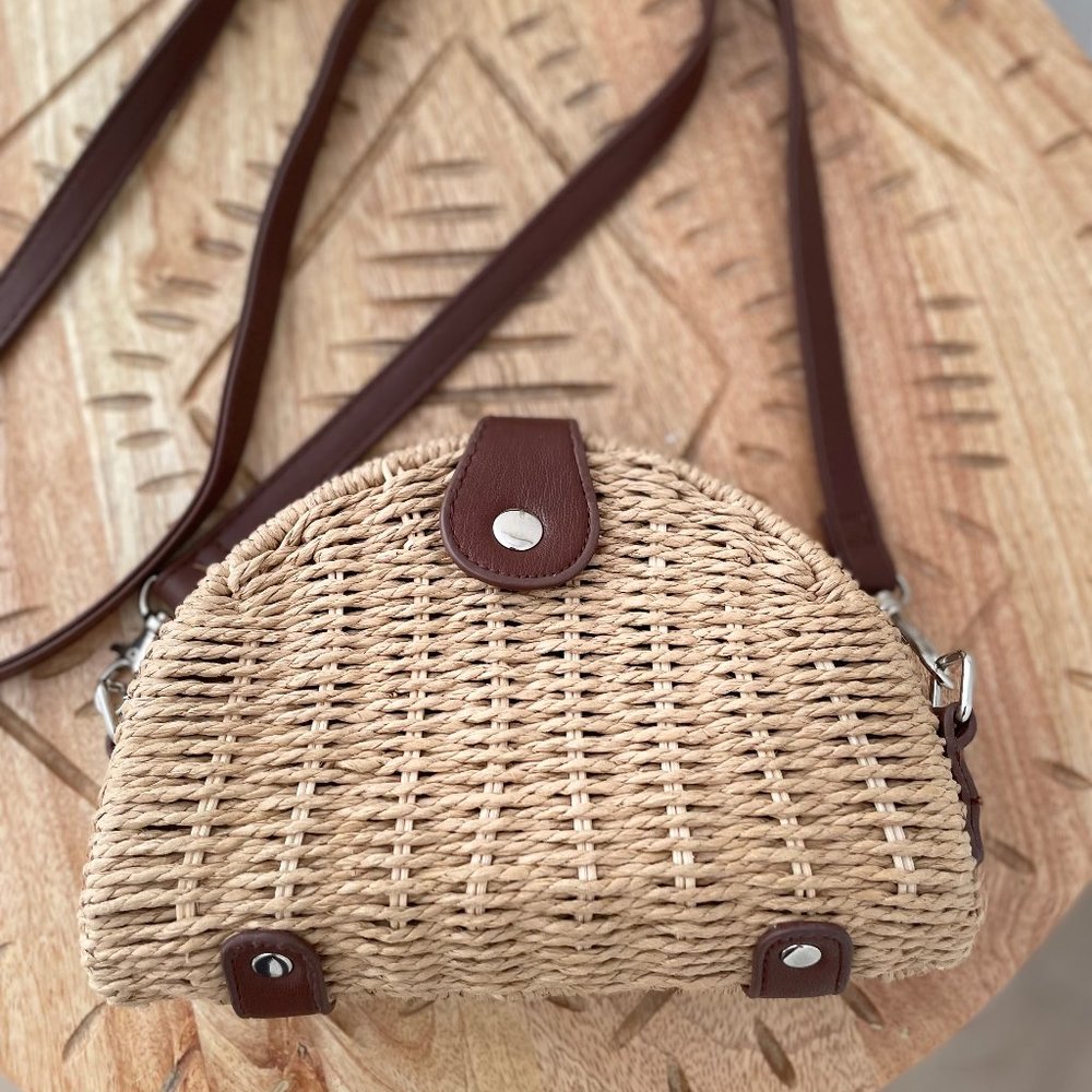 WHBM Wicker Cross Body Clutch